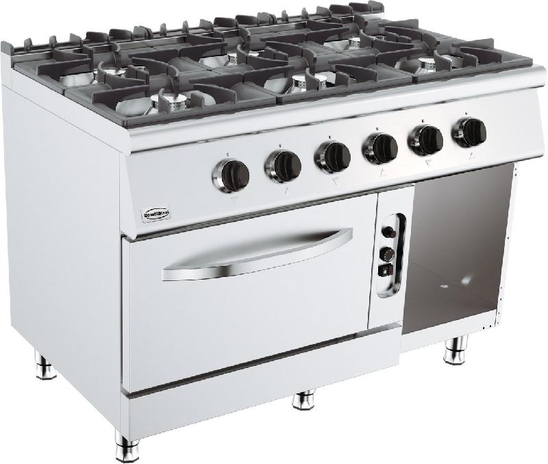 Cuisinière à gaz professionnelle - 6 brûleurs avec four à gaz 6 kW - Dimensions 1200x700 - Réf. 7178.0420_0