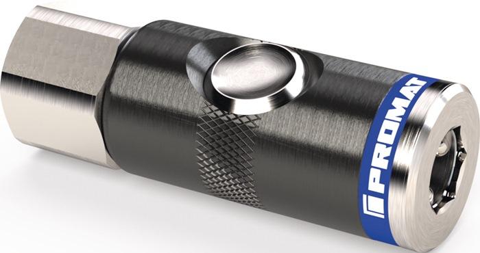 Bouton pression - Raccord de sécurité DN 7,4 - Aluminium - Filetage intérieur G 1/4 po. (11,89 mm) - PROMAT_0