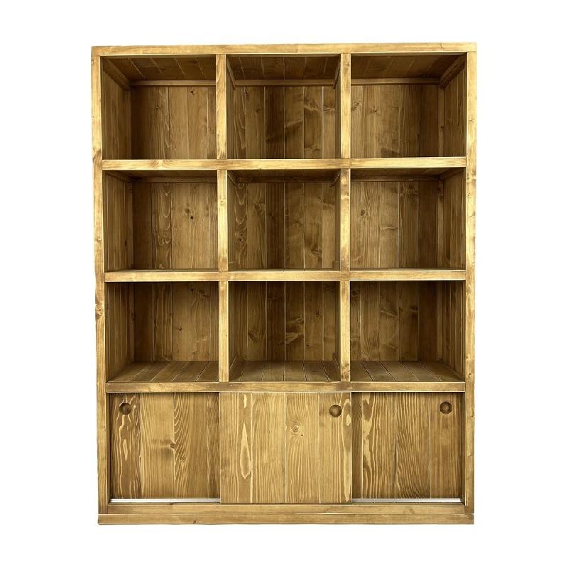Buffet haut Westside 9 cases 3 portes pin vieilli L119xP39xH150cm_0