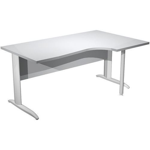 BUREAU 90° PIEDS L MÉTAL FAST - 160CM - GRIS - BLANC
