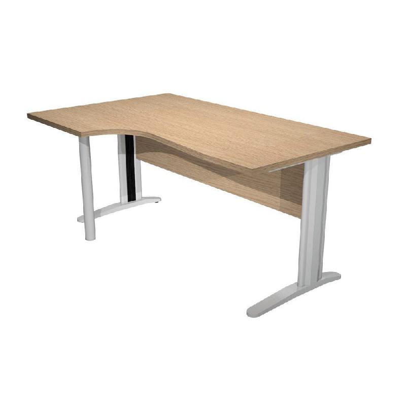BUREAU COMPACT PRONTO PRESTIGE - RETOUR A GAUCHE - L.160 X P.100 CM - PLATEAU CHENE - PIED L CHROME