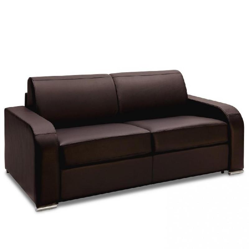 Canapé express convertible 140 cm Sofia Edition cuir et PU Cayenne marron - Matelas 16 cm_0