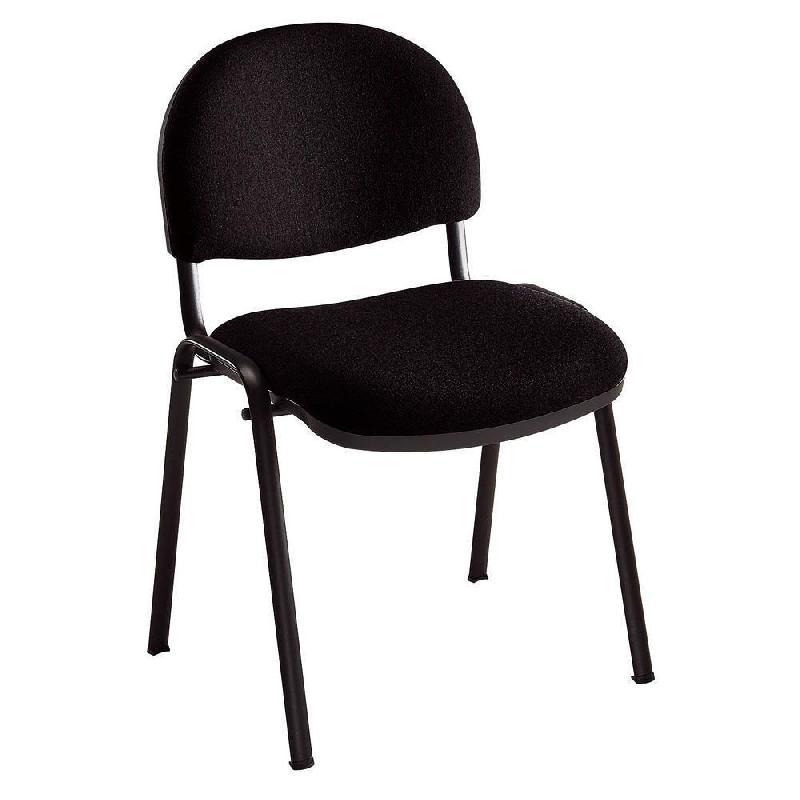 CHAISE REUNION ET VISITEUR - BIEN ASSIS 2 - TISSU NOIR - PIEDS NOIRS - LOT DE 4