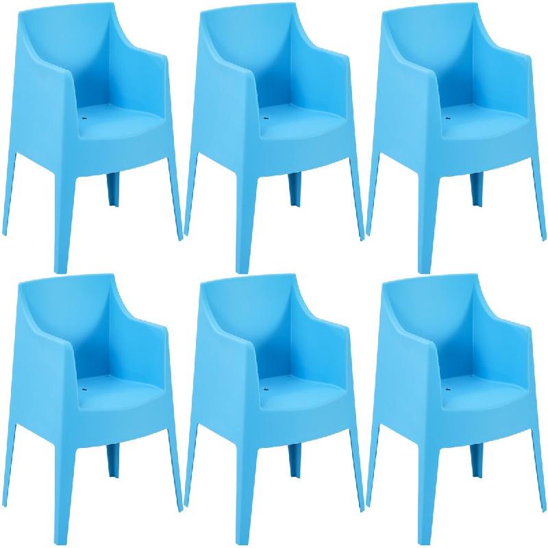 CLP Ensemble de 6 chaises de jardin Bartal Bleu - bleu plastique 327755_0