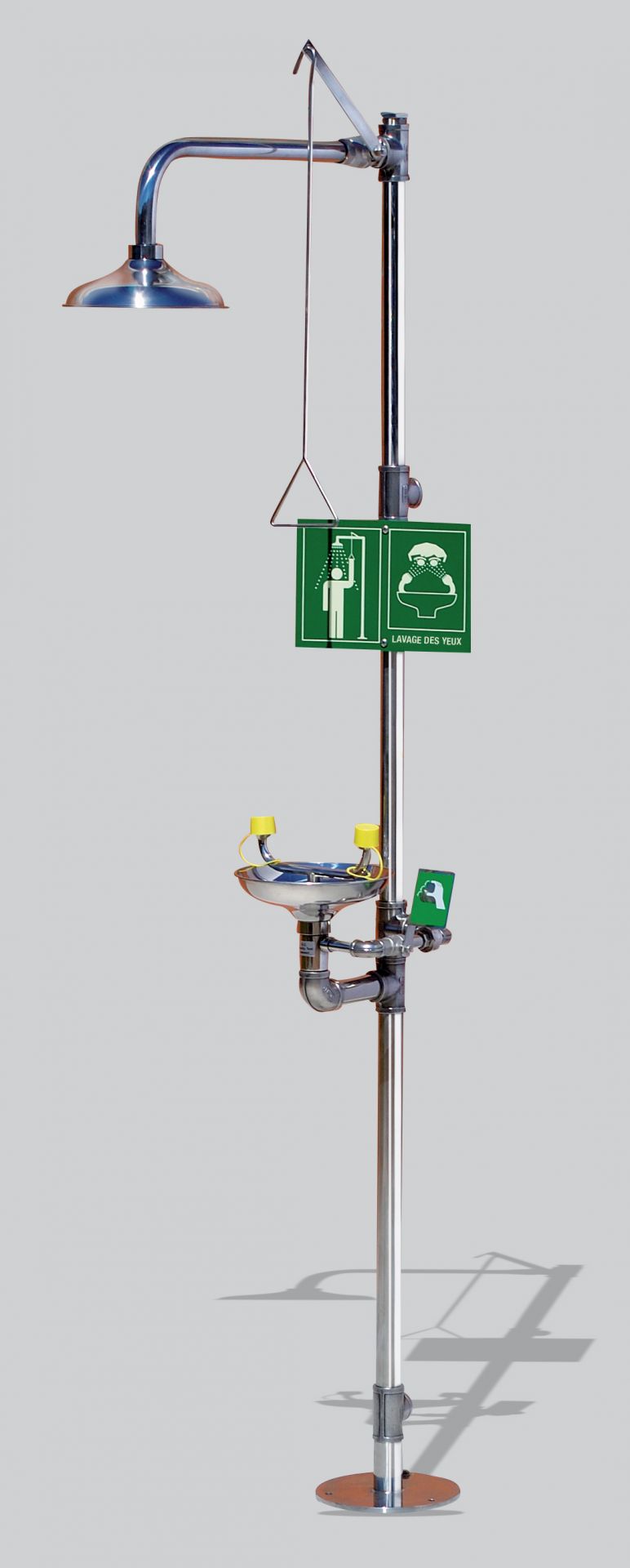 Combine sur pied double commande 100% inox - Douche et lave-yeux d'urgence - Normes EN15154 et ANSI Z358_0