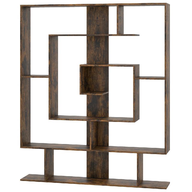 COSTWAY Étagère 7 niveaux, géométrique avec 2 sets anti-bascule, organiseur d'exposition, Marron - marron Bois manufacturé VH34785OR_0