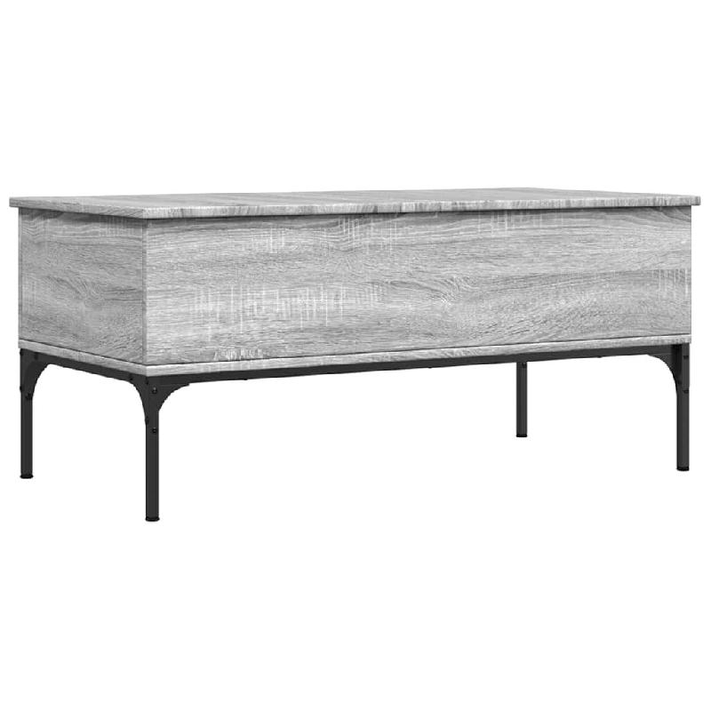 Décoshop26 - Table basse avec 2 compartiments cachés 100 x 50 x 45 cm bois d'ingénierie gris et métal DEC039953 - gris métal 3000264678646_0