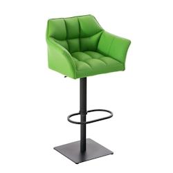 Décoshop26 - Tabouret de bar chaise haute de comptoir couture carrées assise en PVC vert cadre en métal noir 10_0004676 - noir 3000252229263_0