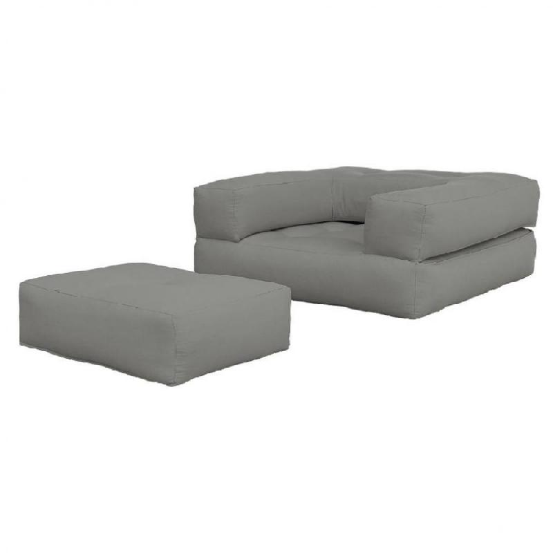 Fauteuil futon convertible Cube Chair - Standard - Gris - Matelas 90x190 cm - Design et pratique_0