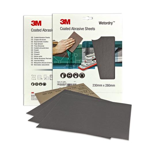 FEUILLES ABRASIVES IMPERMÉABLES 230X280MM 734 G.240 BOITE DE 10 - 3M - LS65566