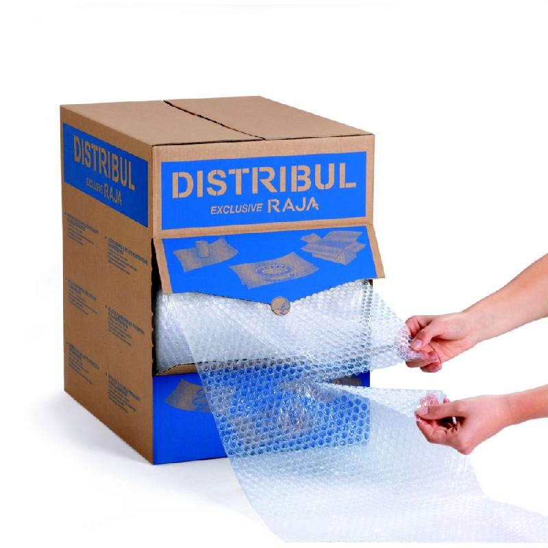 FILM DE PROTECTION RAJA A BULLES D'AIR 10 MM - BOÎTE DISTRIBUTRICE AVEC ROULEAU - L. 32 CM X L. 50 M - 155 FEUILLES - TRANSPARENT