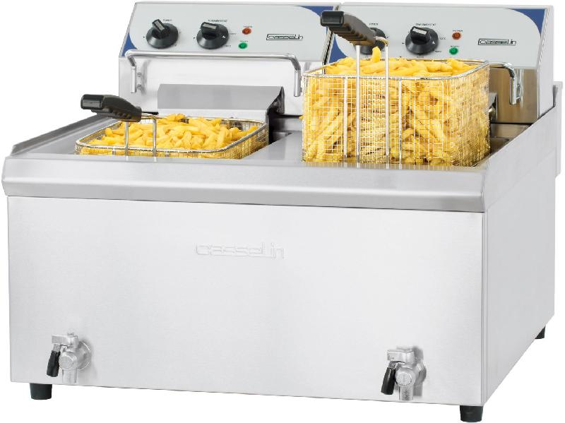 Friteuse professionnelle electrique avec vanne de vidange 2 x 10 litres haut rendement puissance 2 x 9 000 w / 400 v - CFEV102TC_0