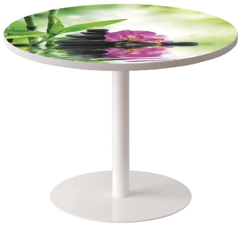 GUÉRIDON BAS EASY OFFICE PIED MÉTAL Ø 80 CM PLATEAU COLORIS DÉCOR BAMBOU - MANUTAN COLLECTIVITÉS