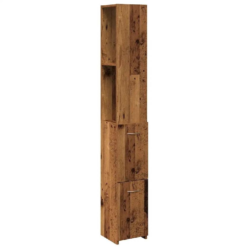 Helloshop26 - Armoire de salle de bain moderne rangement pratique 25 x 25 x 170 cm en bois d'ingénierie vieux bois 02_0050897 - Bois massif 300023663_0