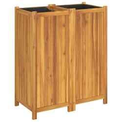 Helloshop26 - Jardinière bac lit surélevé plantes fleurs terrasse jardin avec doublure 84 x 42 x 100 cm bois massif d'acacia marron 02_0038145 - 30_0