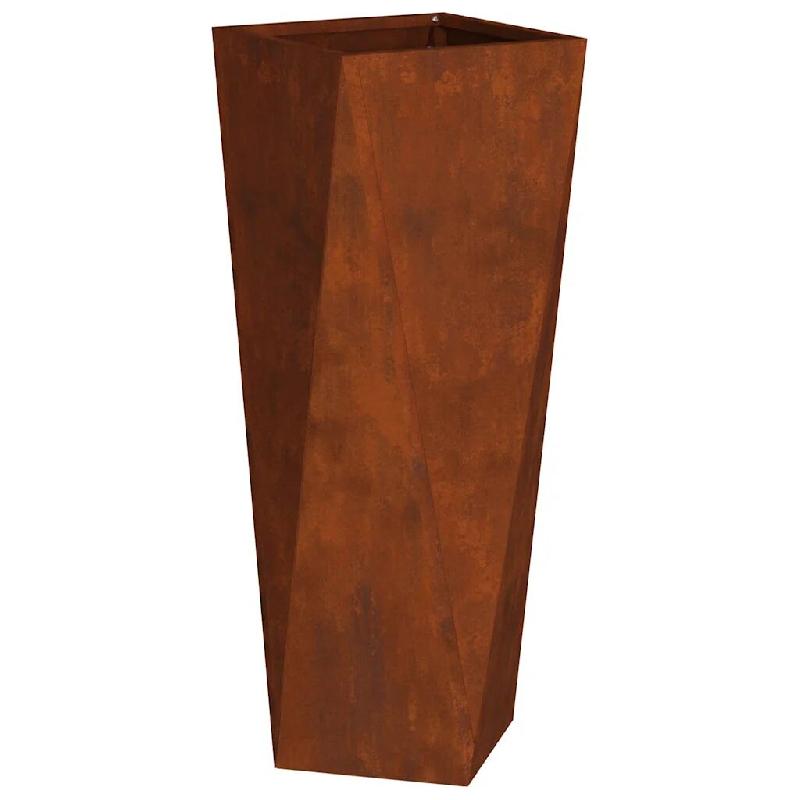 Helloshop26 - Jardinière rectangulaire moderne pour extérieur 30 x 30 x 75 cm design élégant résistance intempéries en acier rouillé 02_0053018_0