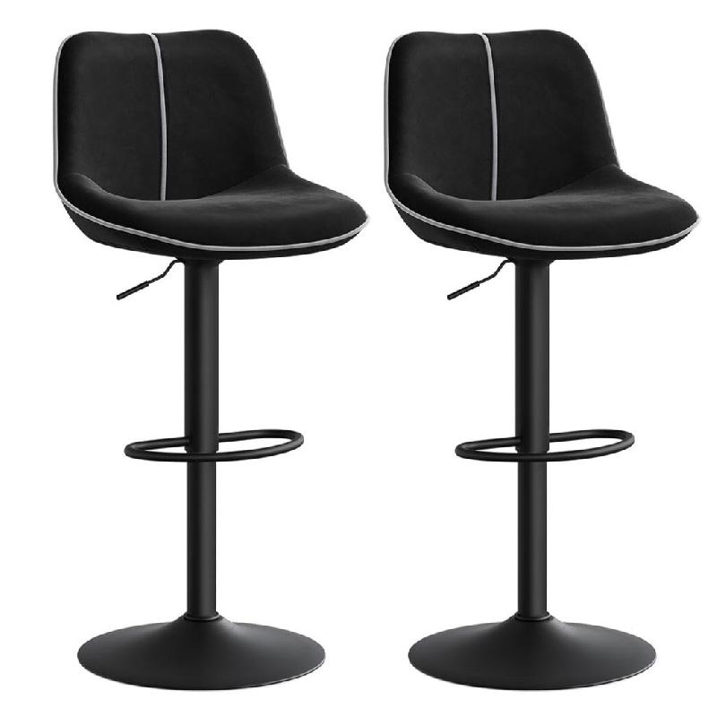 Helloshop26 - Lot de 2 tabourets de bar pivotants réglables en hauteur dossier ergonomique velours base métallique modernes pour 12_0006263 - 300022_0