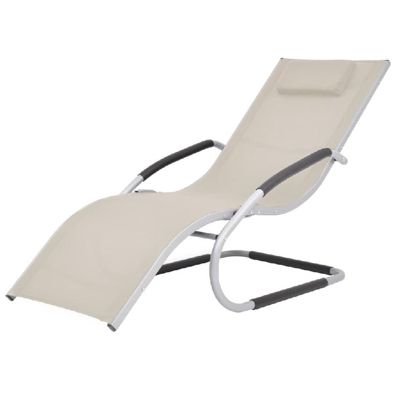 Helloshop26 - Transat chaise longue bain de soleil lit de jardin terrasse meuble d'extérieur avec oreiller aluminium et textilène 02_0012552 - alumi_0