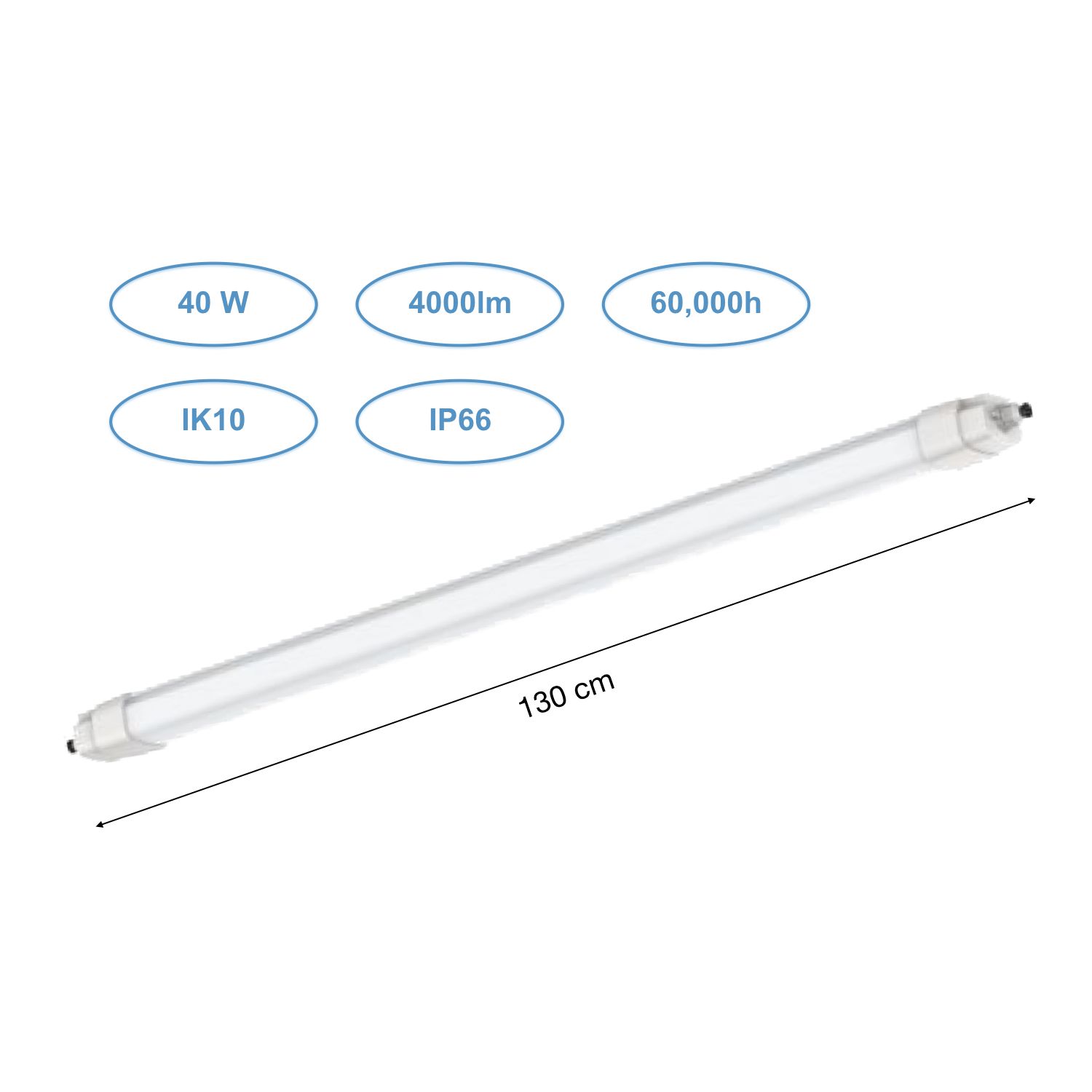 Linéaire LED étanche traversant 40W - 4000lm - IP66 IK10 - 60,000h - 130cm_0