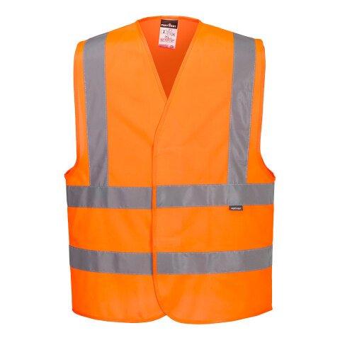LOT DE 8 - PORTWEST C470 GILET HAUTE-VISIBILITÉ BAUDRIER DOUBLE CEINTURE ORANGE - TAILLE S/M