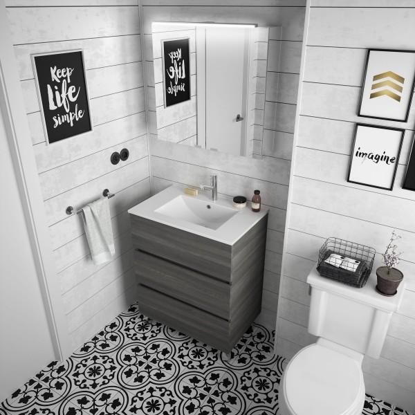 MEUBLE DE SALLE DE BAIN FUSSION LINE 700 3 TIROIRS ALSACE 697 X 868 X 450 MM - SALGAR 26564