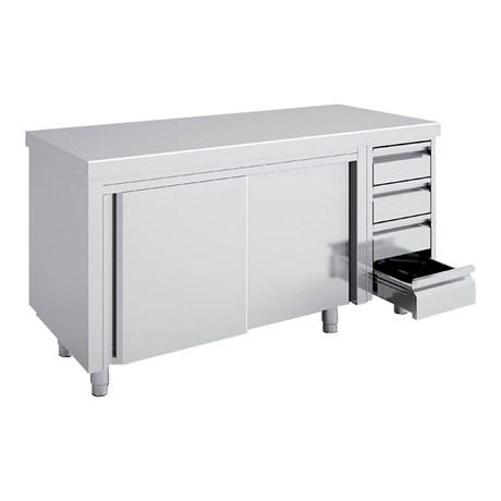 MEUBLE NEUTRE PORTES COULISSANTES ET TIROIRS MNCC70-180C