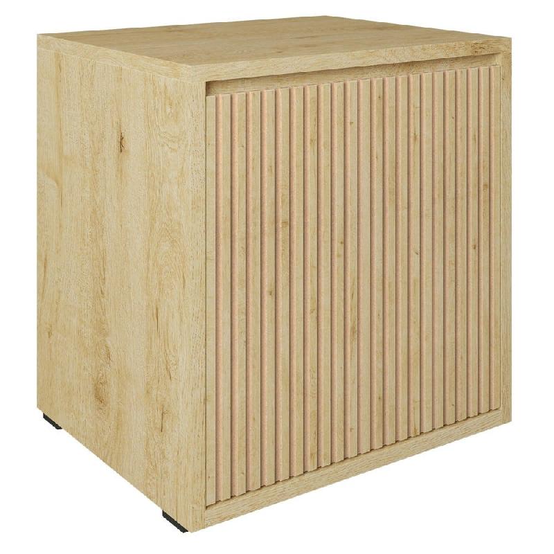 Meuble Vertigo T01 2 tiroirs à l'anglaise MDF naturel et chêne clair 60x47x60 cm_0