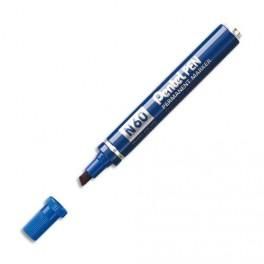 PENTEL MARQUEUR PERMANENT POINTE BISEAU CORPS MÉTAL ENCRE BLEUE INDÉLÉBILE N60