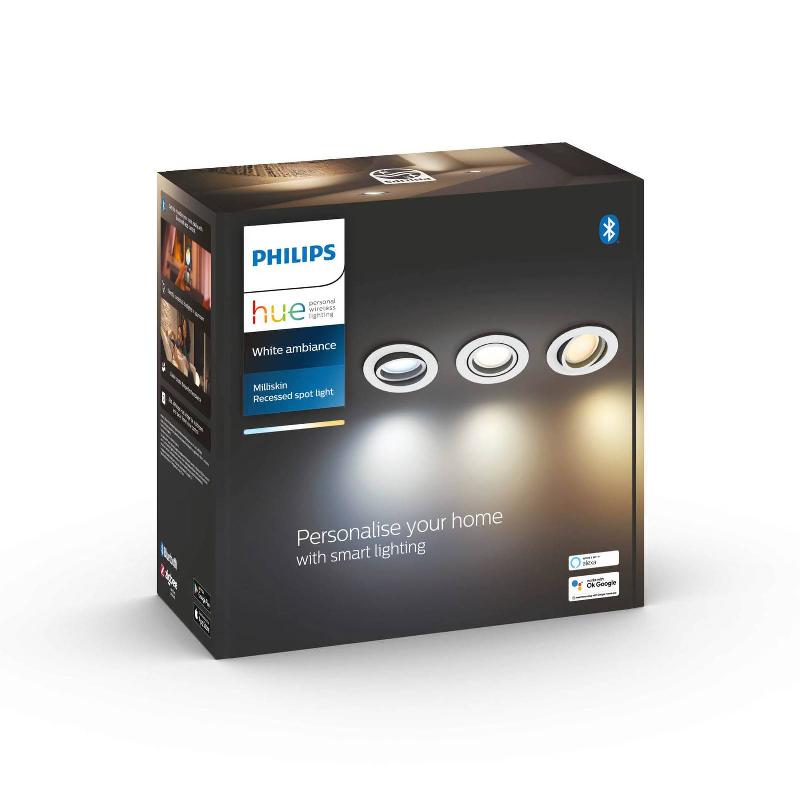 PHILIPS HUE MILLISKIN 3 SPOTS ENCASTRÉS ROND BLANC