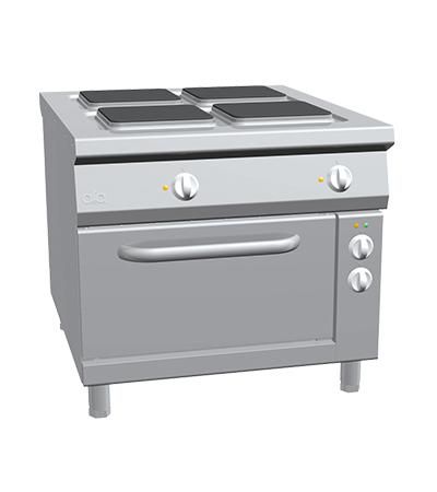 Piano de cuisson 4 feux électrique - Four gamme 1100 - Structure en acier inoxydable_0