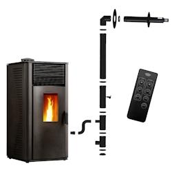 Poêle à granulés étanche Anita 15 kW Noir Sannover + Kit d'installation Complet - 3760401213344_0
