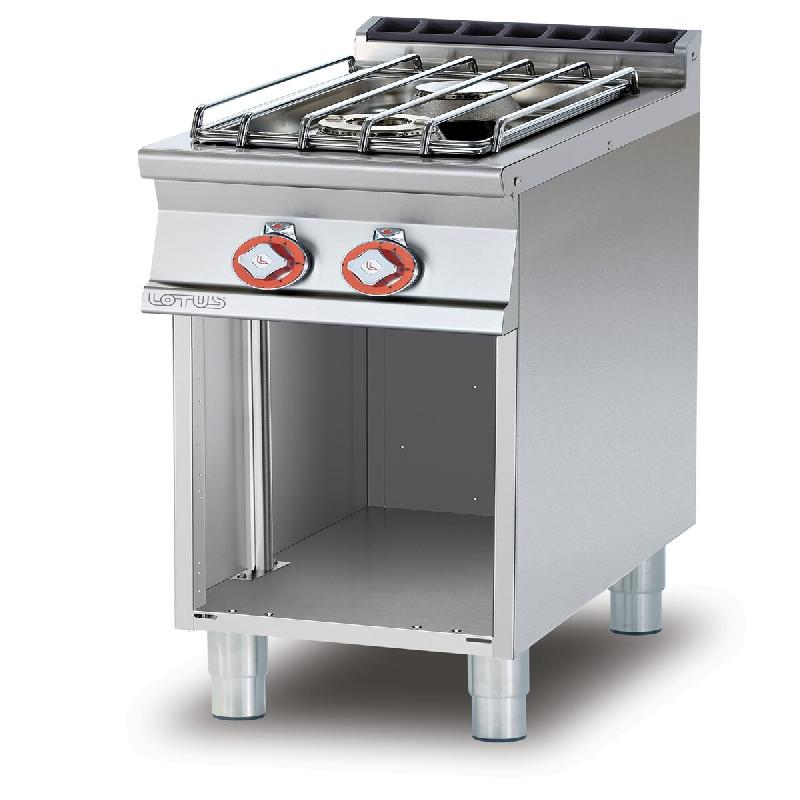 Redcook Cuisinière à gaz à 2 feux avec veilleuse sur le compartiment ouvert. Structure en acier inoxydable. Dimensions 40x70,5 h 90 cm. Modèle PC-_0