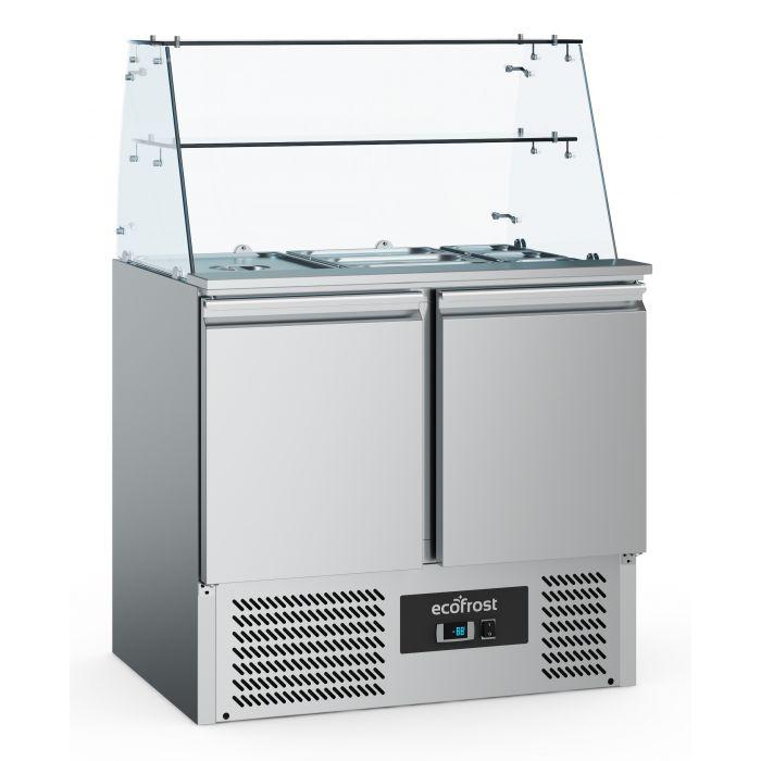 Saladette réfrigérée vitrée avec étagère 2 portes - 240L - 7950.5105_0