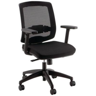 Siège de bureau MALICE Maille filet Hauteur ajustable Avec accoudoirs À roulettes Hauteur dossier 50 cm Noir_0