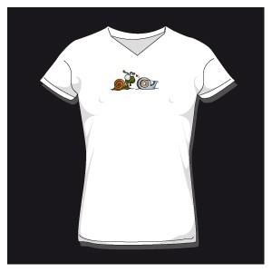 T-shirt femme escargot - col V - motif personnalisable - marque BC - tailles S à XL - couleurs blanc et noir_0