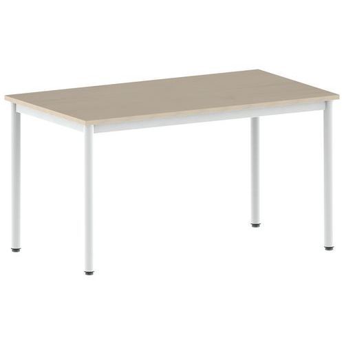 TABLE CARÉLIE 140 X 80 CM FIXE T6 STRAT ÉRABLE BLANC 9016 - MOBIDECOR