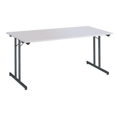 TABLE PLIANTE MULTI-USAGES L 160 X P 80 CM GRIS / PIED ANTHRACITE