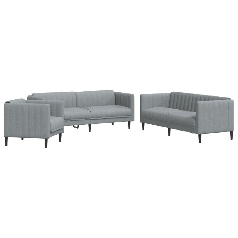 VidaXL Ensemble de canapés 3 pcs gris clair tissu Modèle Uvoria - 3209229_0
