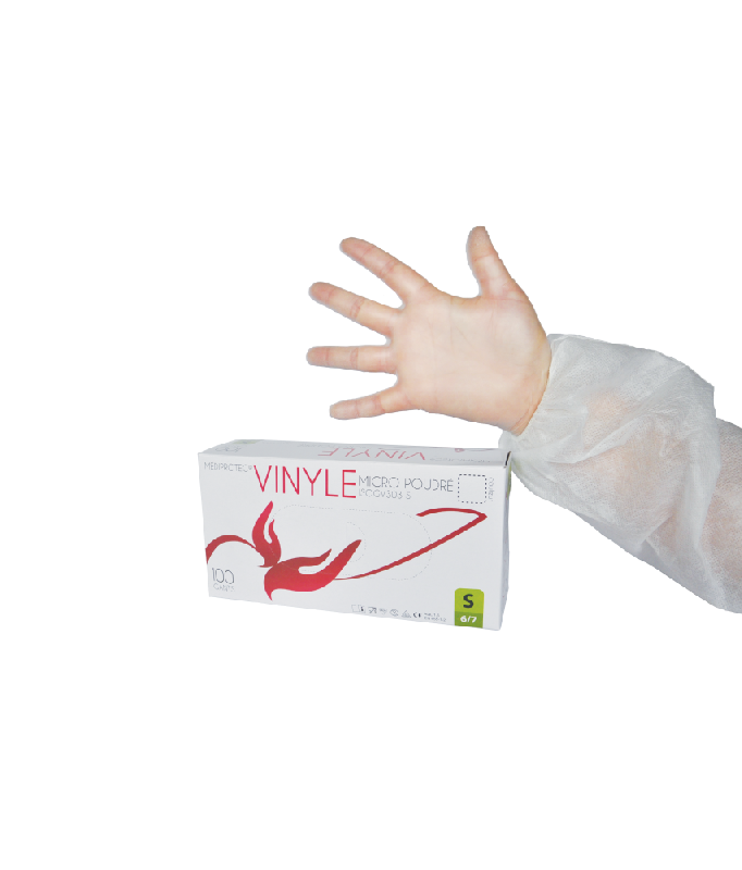 100 gants d'examens anti-virus à usage unique CE en vinyle poudré - GVPIN-IM02/VR_0