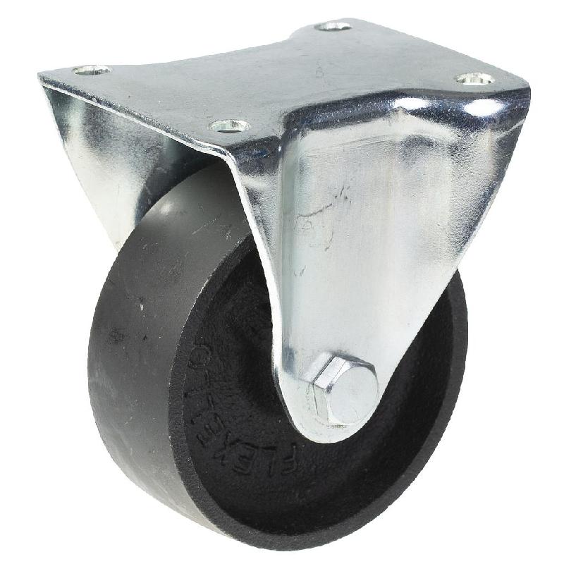 Roulette fixe de 75 mm avec roue en fonte noire_0