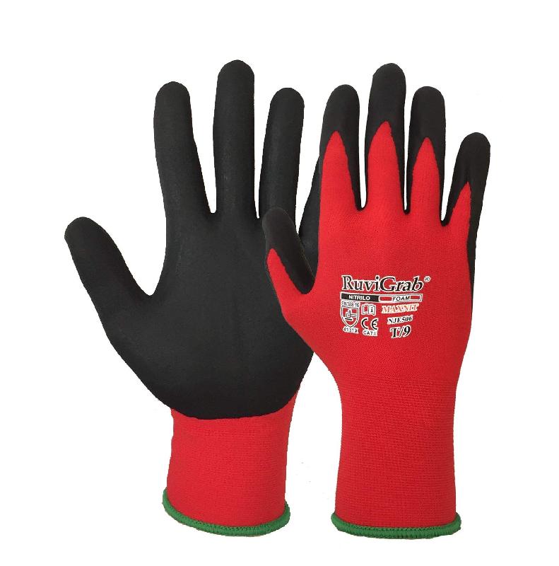 RUVIGRAB - Gant support nylon/lycra 15G avec revêtement nitrile mousse finition éponge, dos respirant_0