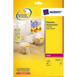 Avery boîte de 300 étiquettes laser jaune fluo diamètre 63.5 l7670y-25_0