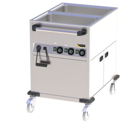Bmach2 - Chariot bain-marie 2 cuves GN 1/1 avec armoire chauffante - Sofinor - 1,4 + 0,8 kW_0