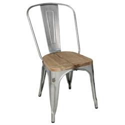 Bolero Chaises de bistrot en acier galvanisé avec assise en bois (4 pièces) - acier GM642_0