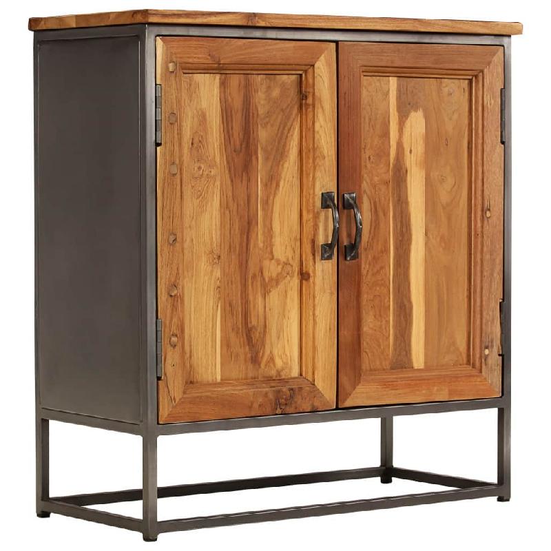 Buffet bahut en teck recyclé et acier - meuble de rangement 70 cm marron - style industriel_0