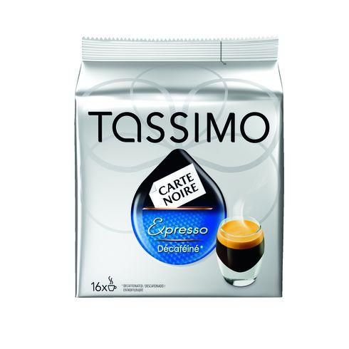 CAFÉ CARTE NOIRE EXPRESSO DÉCAFÉINÉ DOSETTE TASSIMO - PAQUET DE 16 - TASSIMO