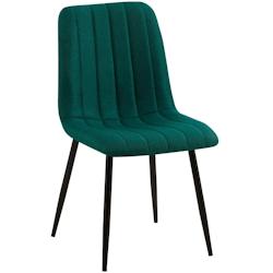Décoshop26 - Chaise de salle à manger x1 avec coutures décoratives en tissu vert foncé et pieds en métal noir 10_0002212 - noir 3000250899123_0