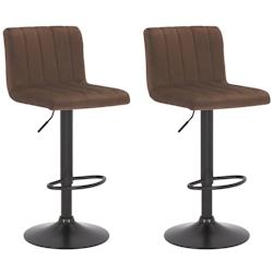 Décoshop26 - Lot de 2 tabourets de bar pivotant hauteur réglable assise surpiqué en velours marron et métal noir 10_0004225 - marron 3000251995619_0