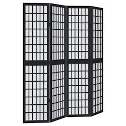 Décoshop26 - Paravent séparateur de pièce cloison 4 panneaux en bois de paulownia noir DEC030914 - noir 3000258189073_0