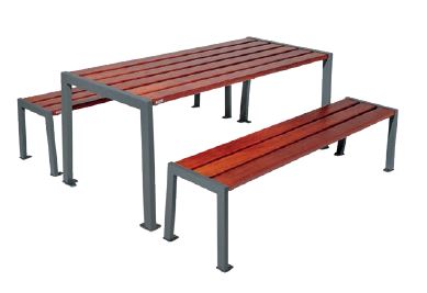 Ensemble de pique-nique SILAOS - acier et bois - assise et plateau en chêne certifié PEFC - dimensions détaillées_0